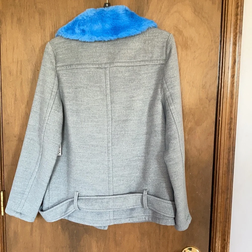 Relist 2/6/23 ❌ Nine West blue faux fur collar gray coat size S - Picture 6 of 17